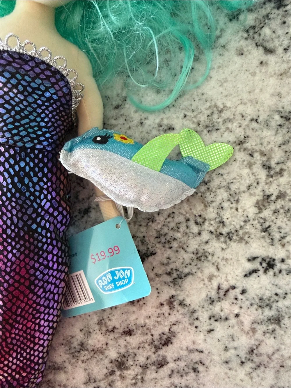 Ron Jon Mermaid Doll with Teal Hair and Purple Scale Dress